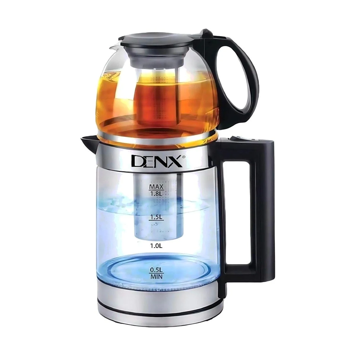 إبريق الشاي الكهربائي - DENX Double Pot Teapot with Filter 1500W